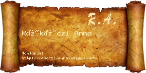 Rákóczi Anna névjegykártya